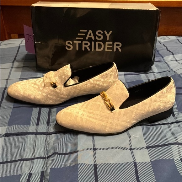 NWT Men’s 8 5 White Slip-On Smoking Loafers - Picture 3 of 8